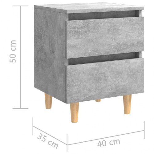Sengeskabe med ben i massivt fyrretræ 2stk. 40x35x50cm betongrå