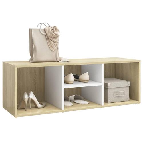 Skoreol 105x35x35 cm konstrueret træ hvid og sonoma-eg