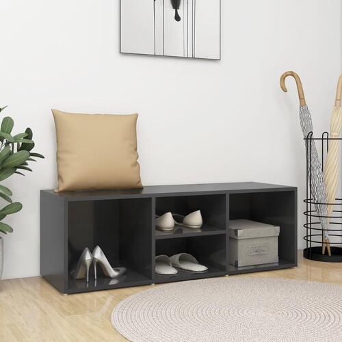 Skobænk 105x35x35 cm spånplade grå højglans