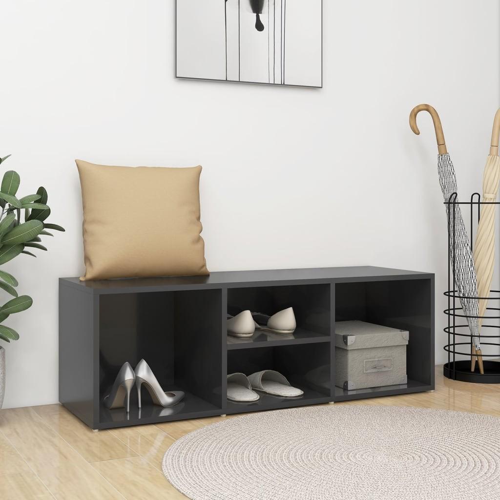 Skobænk 105x35x35 cm spånplade grå højglans