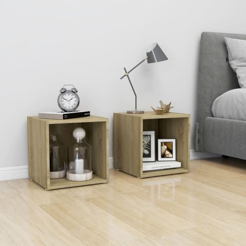 Tv-bord 37x35x37 cm konstrueret træ sonoma-eg