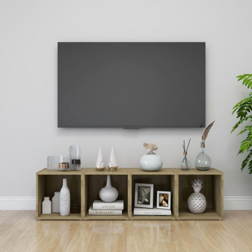 Tv-bord 37x35x37 cm konstrueret træ sonoma-eg