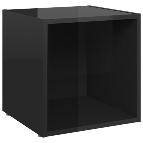 Tv-bord 37x35x37 cm konstrueret træ sort højglans