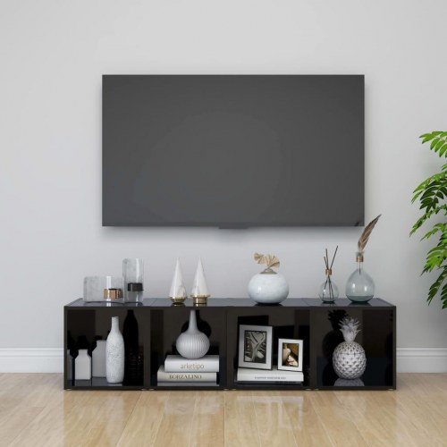 Tv-bord 37x35x37 cm konstrueret træ sort højglans