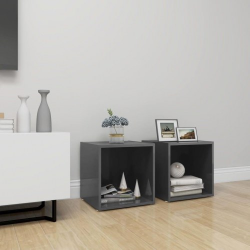 Tv-borde 2 stk. 37x35x37 cm konstrueret træ grå højglans