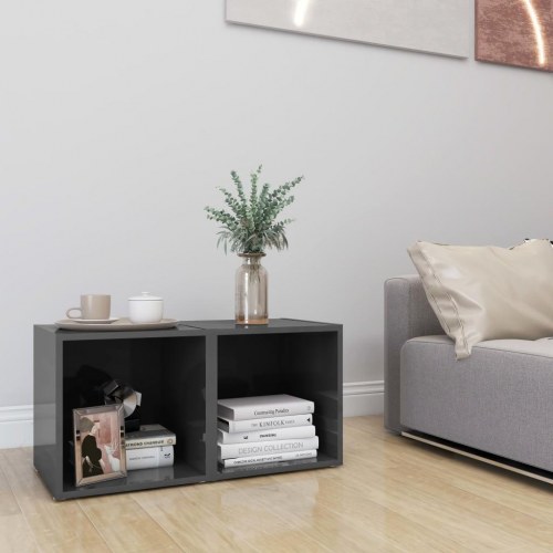 Tv-borde 2 stk. 37x35x37 cm konstrueret træ grå højglans