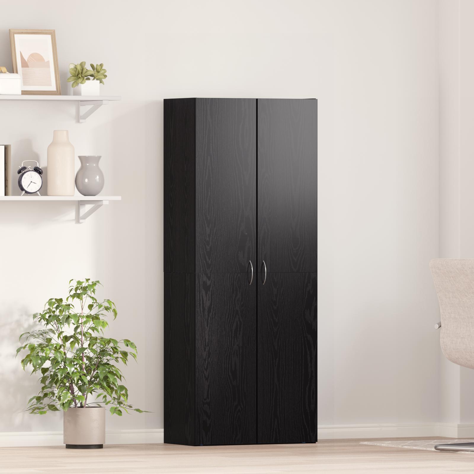 Kontorskab med hylde Sort eg 60 x 32 x 153 Konstrueret træ