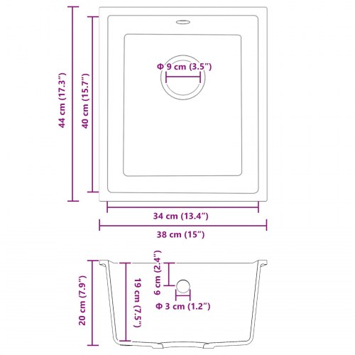 Køkkenvask med Overløbsloch Hvid Granit
