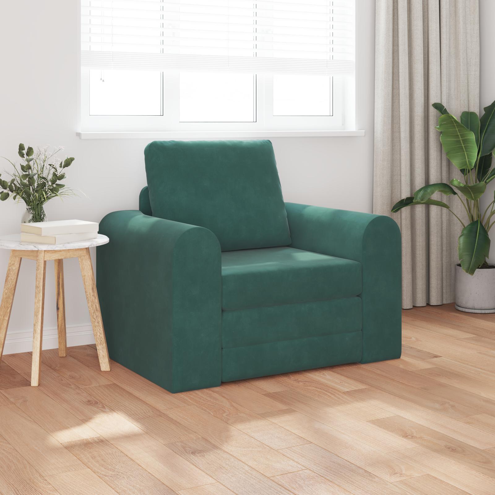 Sovesofa i fløjl - mørkegrøn, 98 × 71 × 83 cm