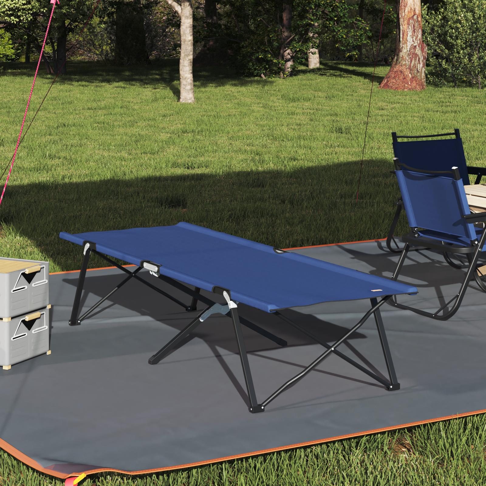 Foldende Camping Seng Blå 206 x 76 x 74 cm Oxford stof