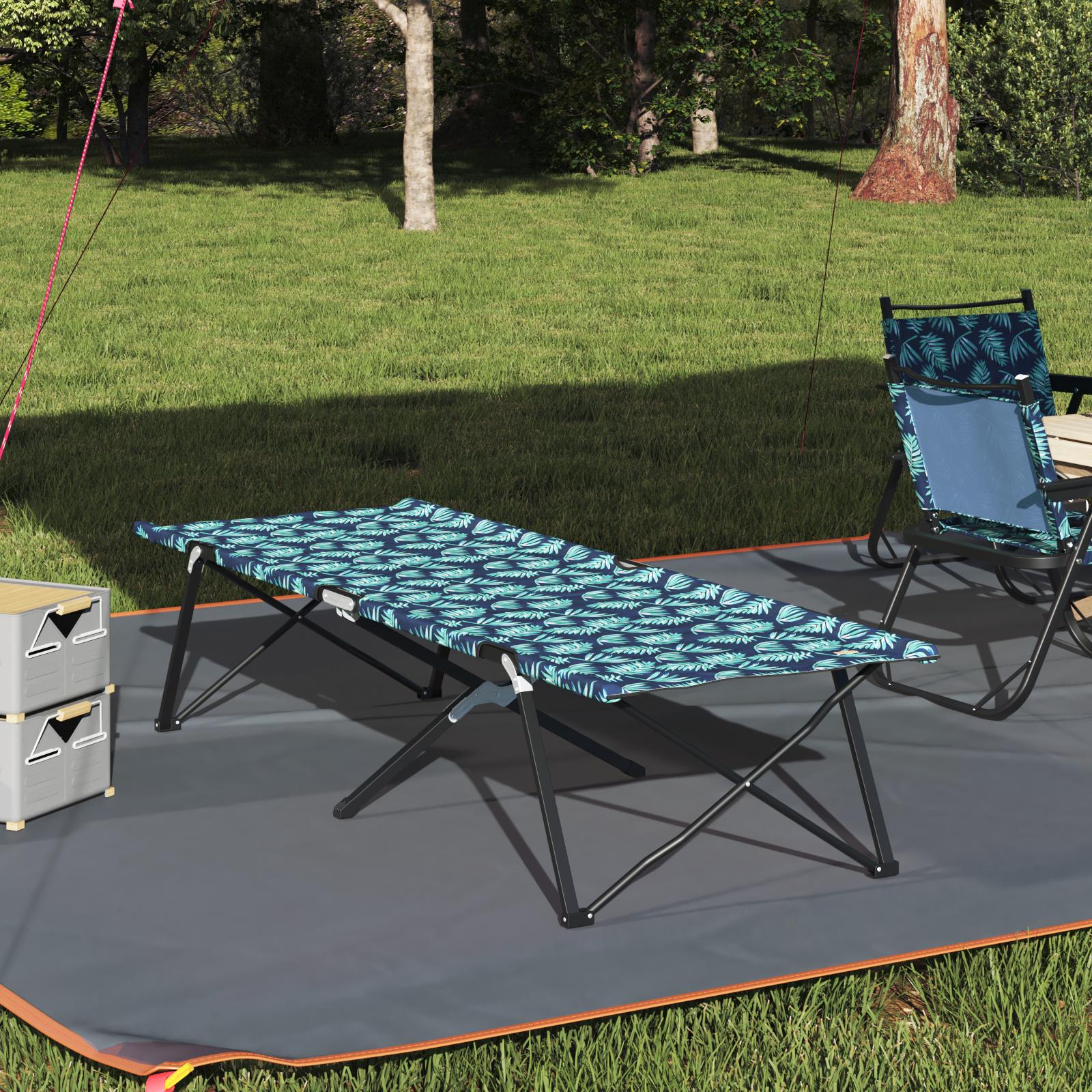 Foldende Camping Seng Bladmønster 206 x 76 x 74 cm Oxford stof