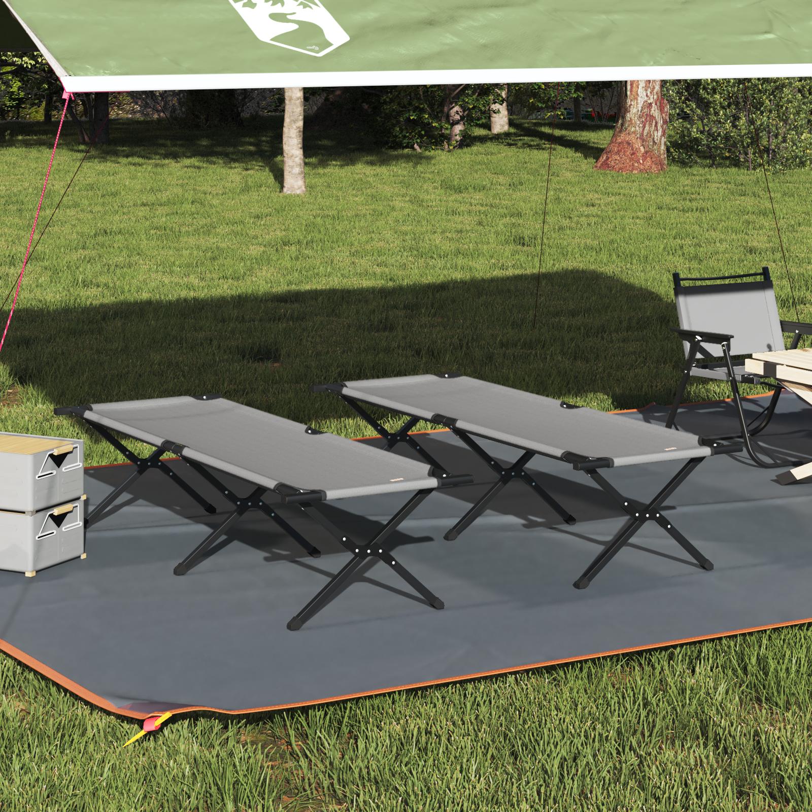 Foldende Camping Seng 2 pcs Grå 193 x 69 x 45 cm Oxford stof