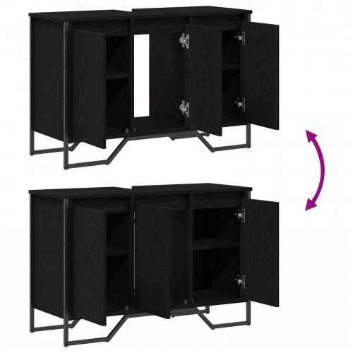 Vaskeskab Sort Eg 91x35x60 cm Konstrueret træ