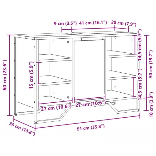 Vaskeskab Artisan Eg 91x35x60 cm Konstrueret Træ