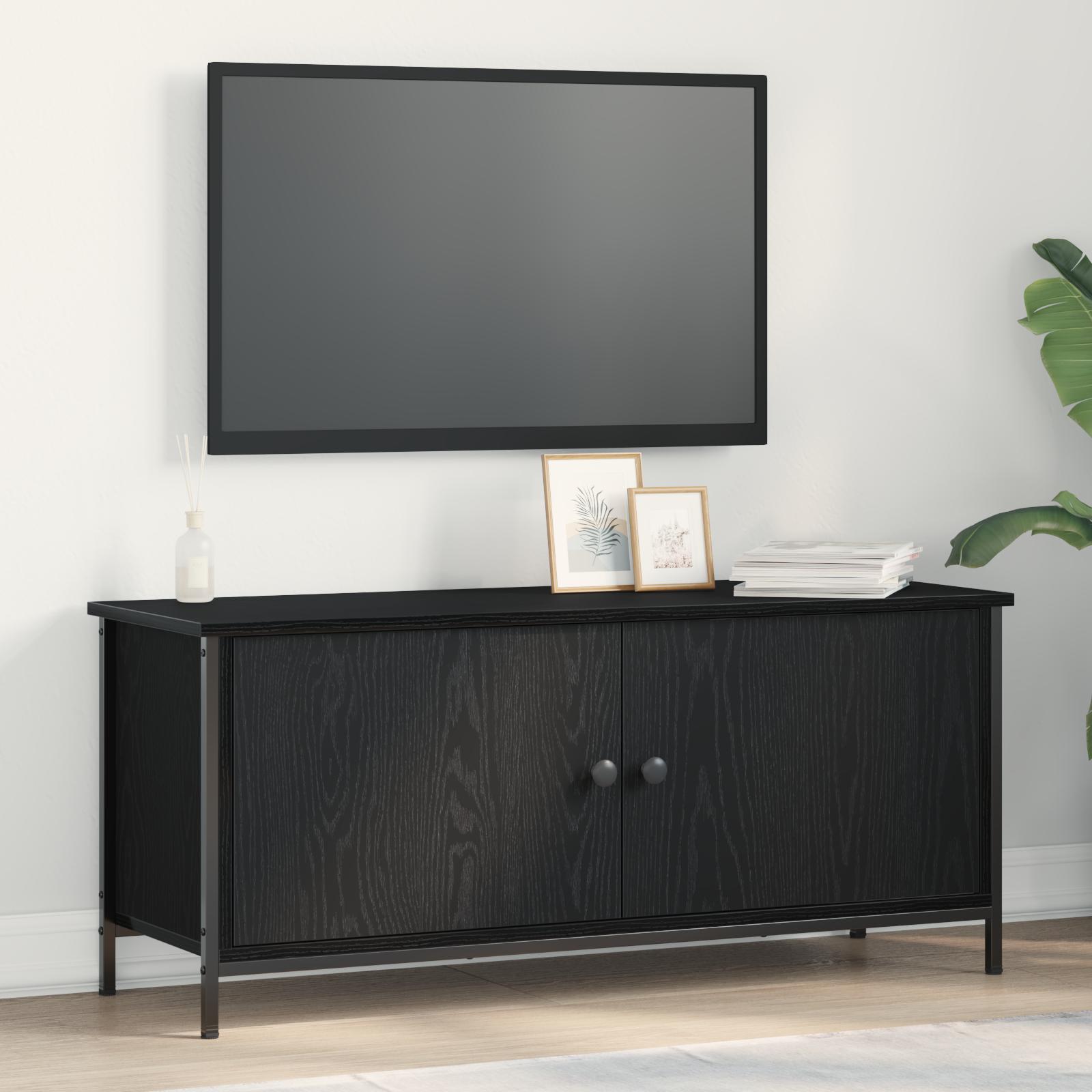 TV-skab Sort eg 100 x 35 x 45 cm Konstrueret træ