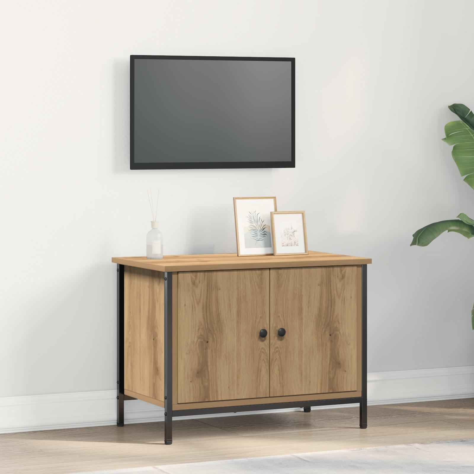 TV-bord i artisan egetræ - 60 × 35 × 45 cm, konstrueret træ