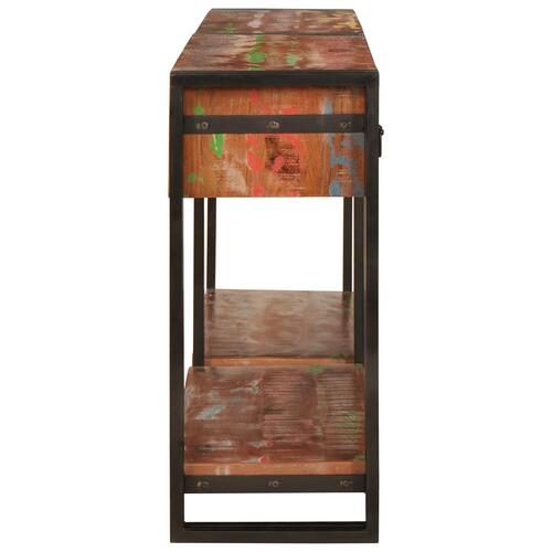 Konsolborde sæt af 2 med skuffer, Flerfarvet solidt genbrugstræ, Konsolbord med skuffer 160x33x75 cm Solidt genbrugstræ