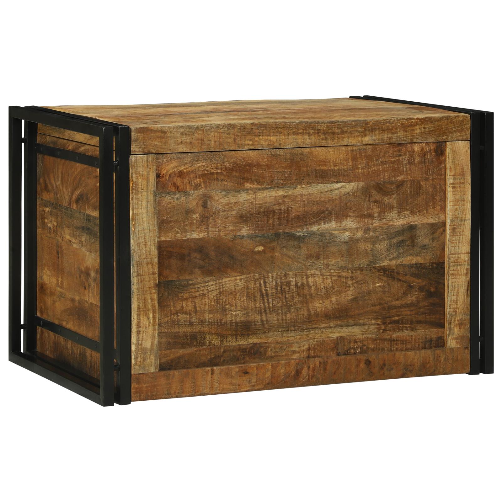 Opbevaringskasse 80 x 50 x 50 cm Rå mango træ og metal