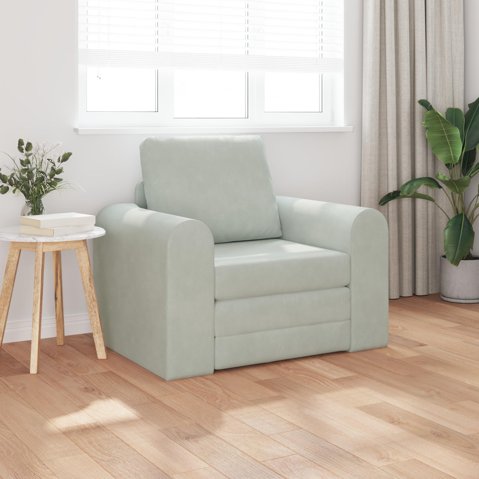 Sovesofa i fløjl - lysegrå, 98 × 71 × 83 cm