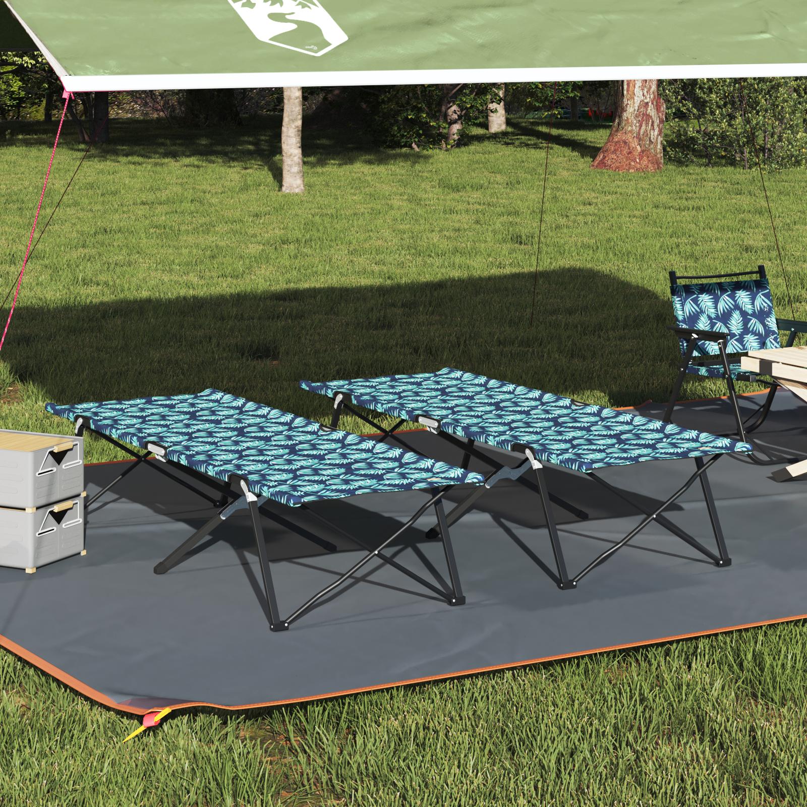 Foldende Camping Seng 2 stk Bladmønster 206 x 76 x 74 cm