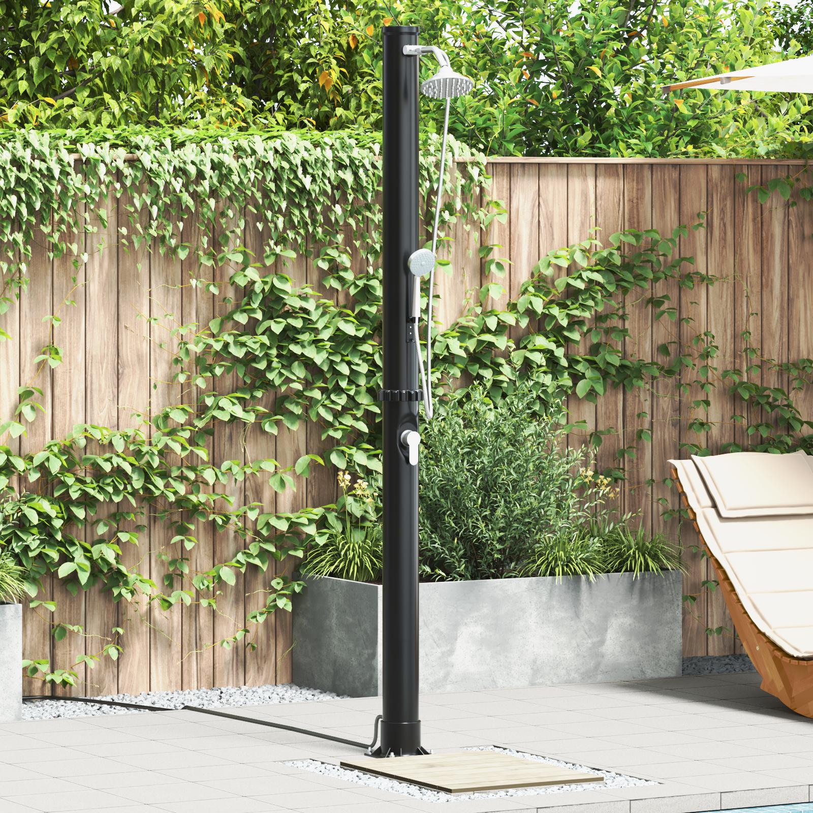 Udendørs solbruser - sort 217 cm i PVC og aluminium