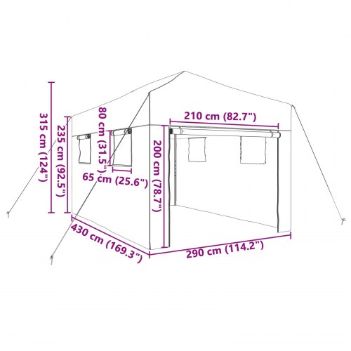 Walk-in drivhus med pop-up ramme Grøn 430x290x315 cm Stål