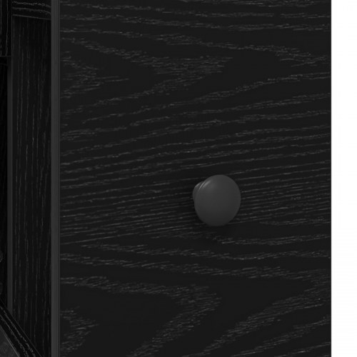 Snævert Badeværelse Skab med Hjul Sort Eg Konstrueret Træ