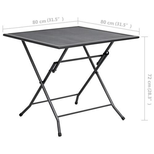 Foldbart bord 80x80x72 cm trådnet stål antracitgrå