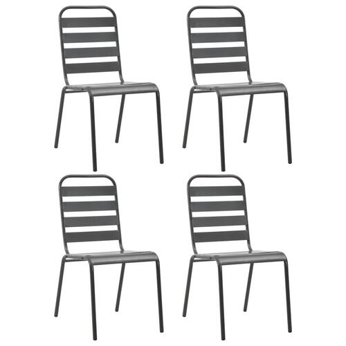 Udendørsstole 4 stk. lameldesign stål mørkegrå
