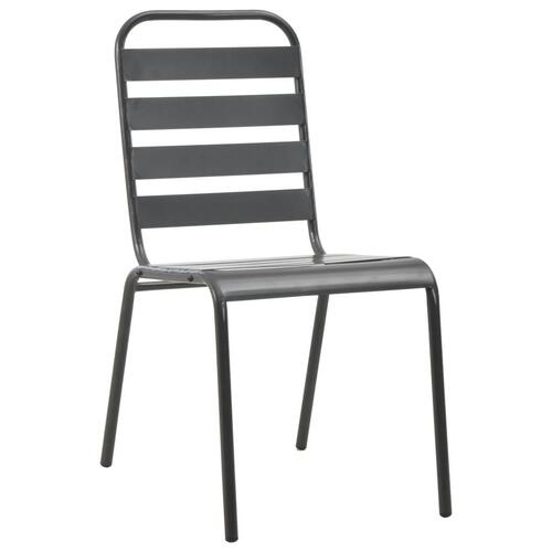 Udendørsstole 4 stk. lameldesign stål mørkegrå