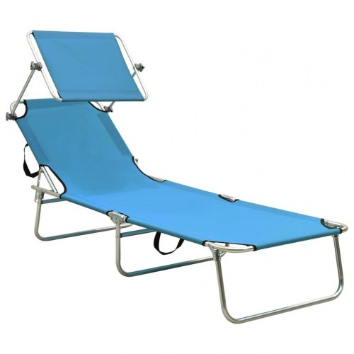 Foldbar liggestol med justerbar baldakin - turkis/blå
