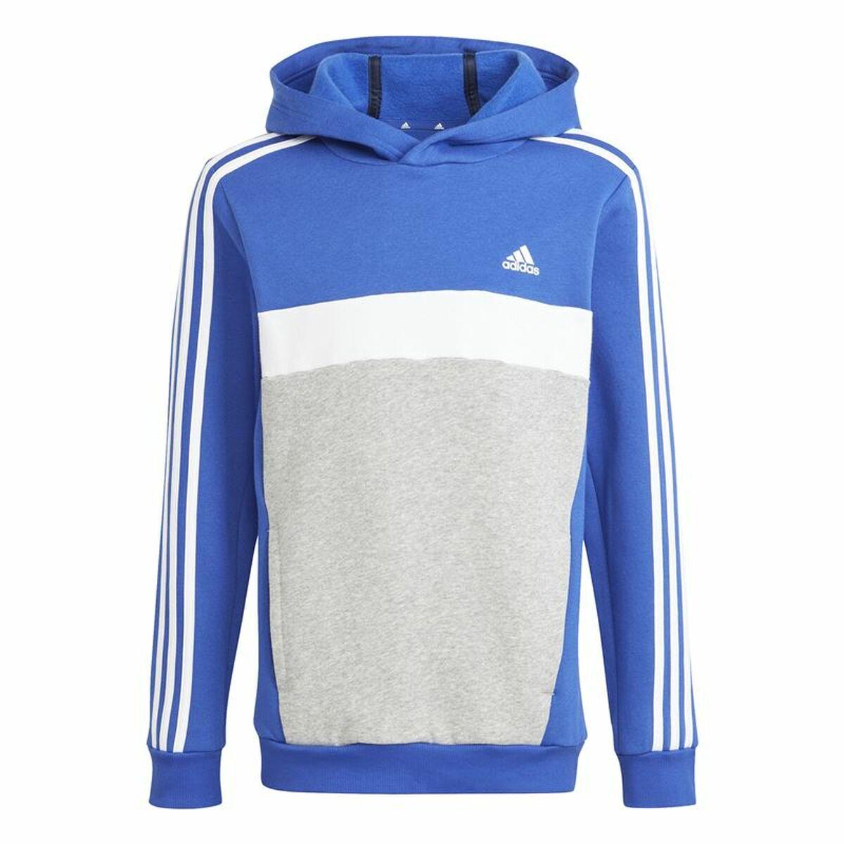 Unisex Hættetrøje Adidas 3s Tib Fl Hd Blå Grå 7-8 år