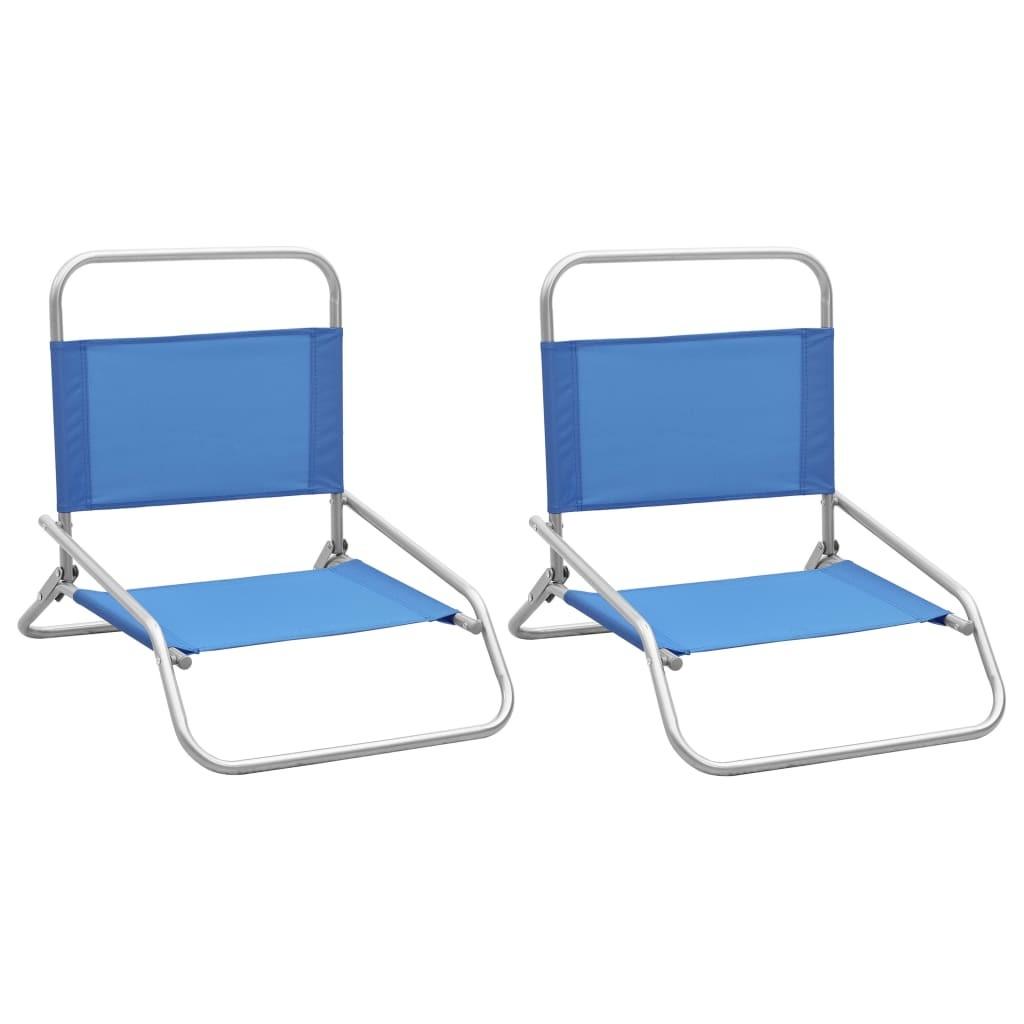 Billede af Foldbare strandstole 2 stk. stof blå