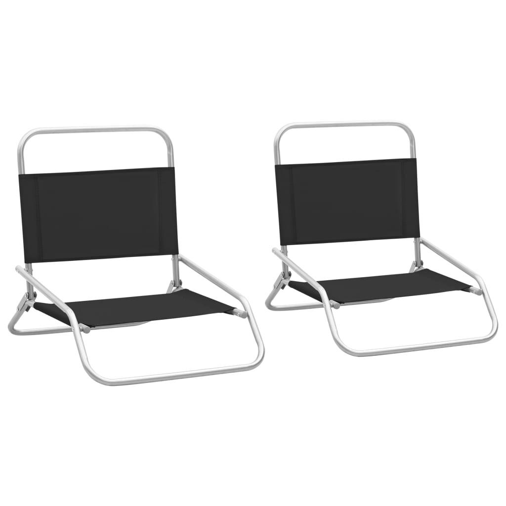 Billede af Foldbare strandstole 2 stk. stof sort