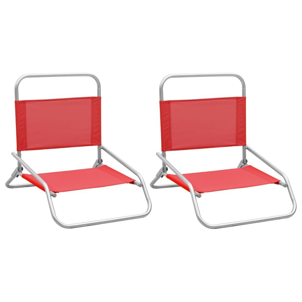 Billede af Foldbare strandstole 2 stk. stof rød