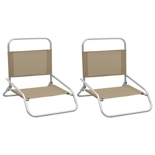 Foldbare strandstole 2 stk. stof gråbrun