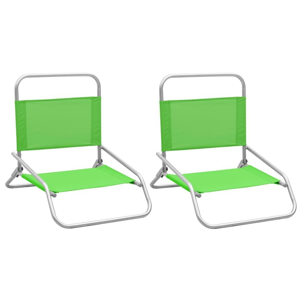 Foldbare strandstole 2 stk. stof grøn