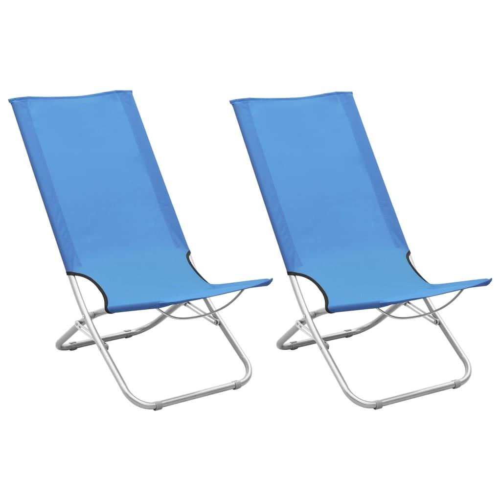 Billede af Foldbare strandstole 2 stk. stof blå hos Boligcenter.dk