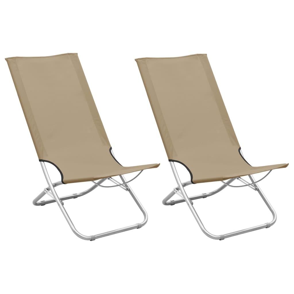 Billede af Foldbare strandstole 2 stk. stof gråbrun hos Boligcenter.dk