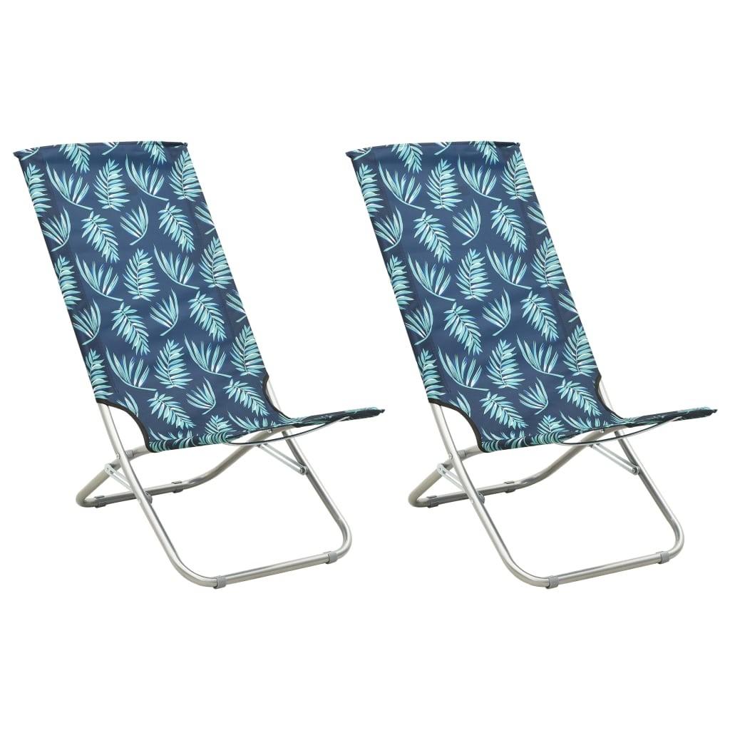 Foldbare strandstole 2 stk. stof bladmønster