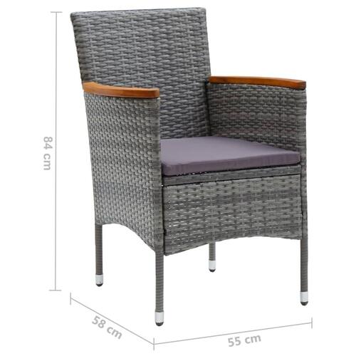 Spisebordsstole til haven 4 stk. polyrattan grå