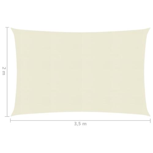 Solsejl 2x3,5 m 160 g/m² HDPE cremefarvet