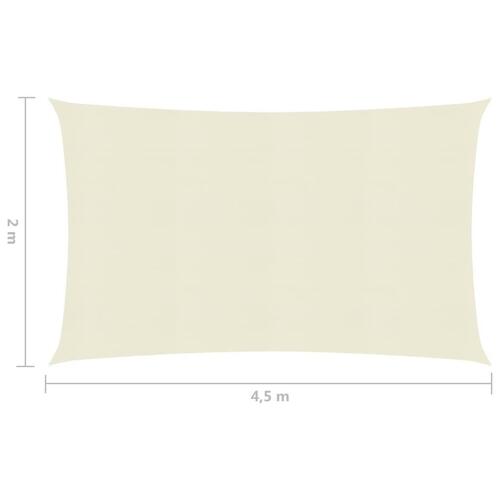 Solsejl 2x4,5 m 160 g/m² HDPE cremefarvet