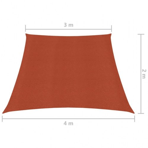 Solsejl 3/4 × 2 m - HDPE 160 g/m², terrakotta trapez