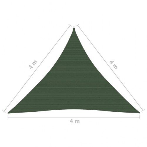 Solsejl 4×4×4 m - trekantet HDPE 160 g/m², mørkegrøn