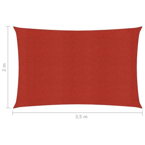 Solsejl 2x3,5 m 160 g/m² HDPE rød