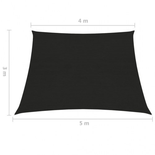 Solsejl 4/5 × 3 m - trapez, 160 g/m² HDPE, sort