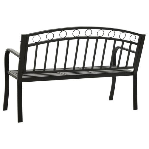 Havebænk med bord 125 cm stål sort