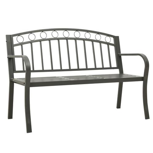 Havebænk med bord 125 cm stål grå