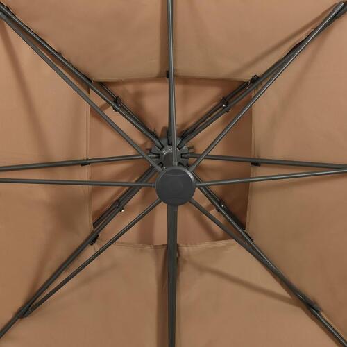 Hængeparasol med dobbelt top 300x300 cm gråbrun